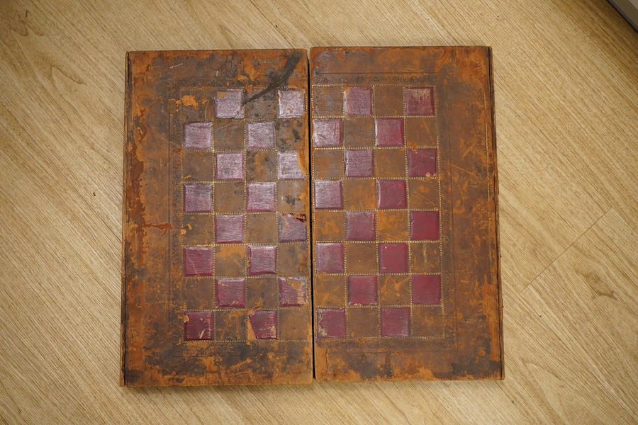 Three late 19th/early 20th century folding chess/backgammon boards fashioned as books